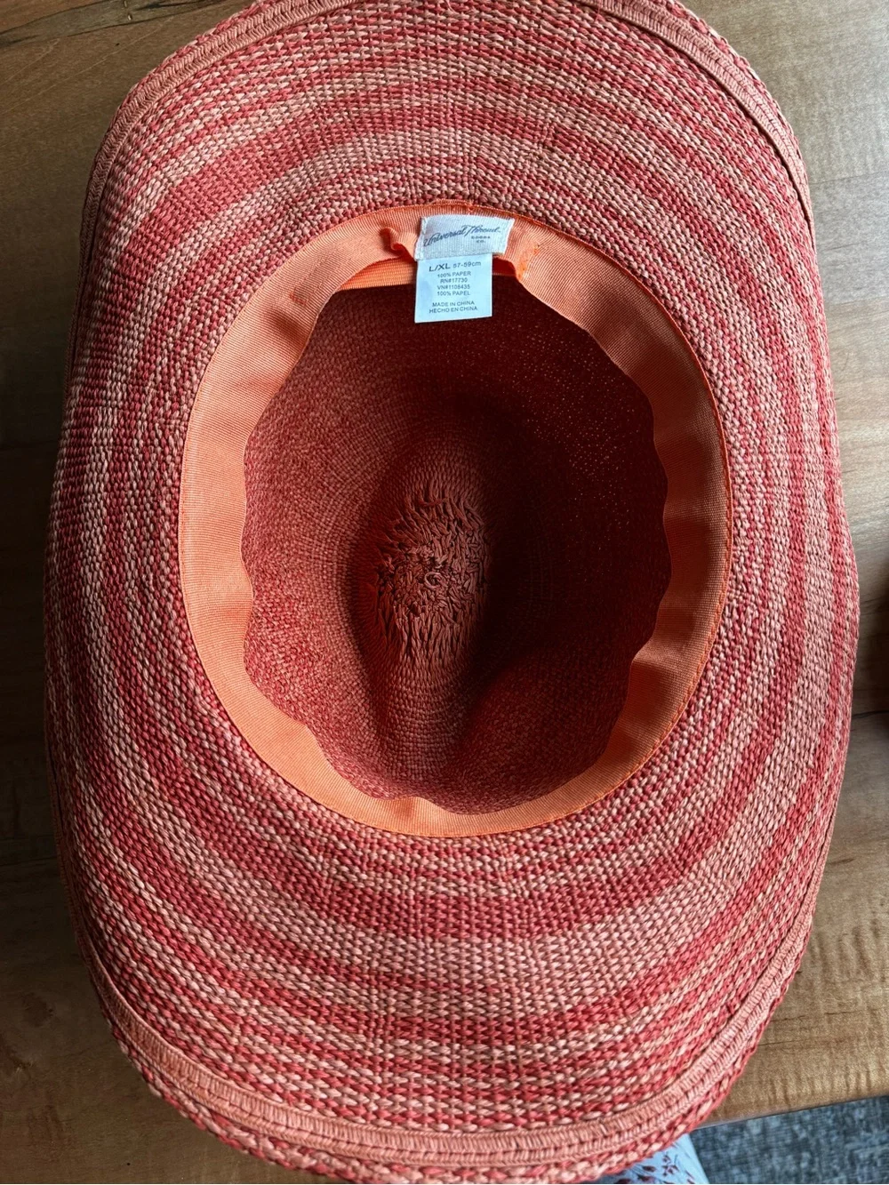 Universal Thread Orange/Rust/Red Hand Braided-Band Wide Brim Bendable Sun Hat